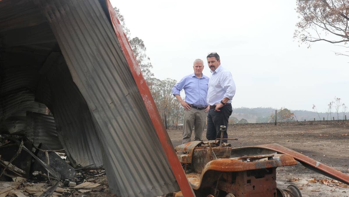 Federal Member for Cowper, Pat Conaghan (right), and Deputy Prime Minister Michael McCormack during a visit to Willawarrin in November