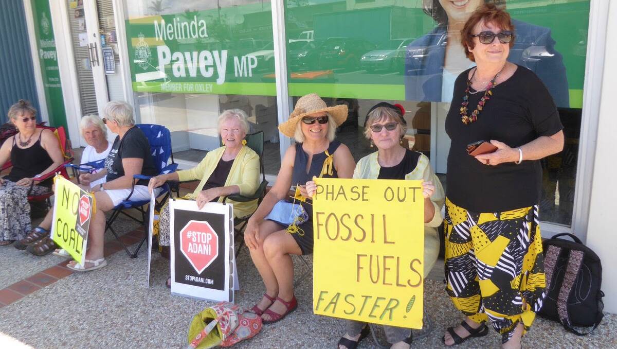 The Knitting Nannas set up camp outside the Oxley electorate office in West Kempsey