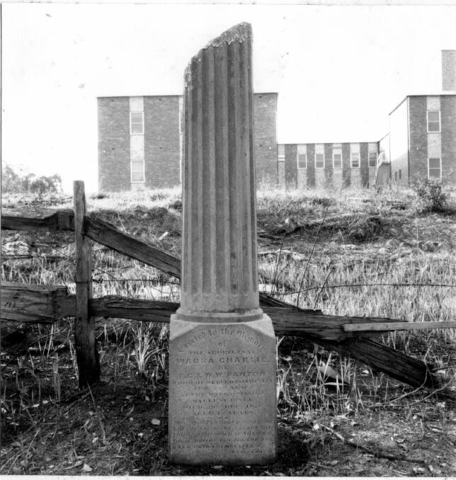 The memorial column for Warbra Charlie in West Kempsey Cemetery (MRHS Collection)