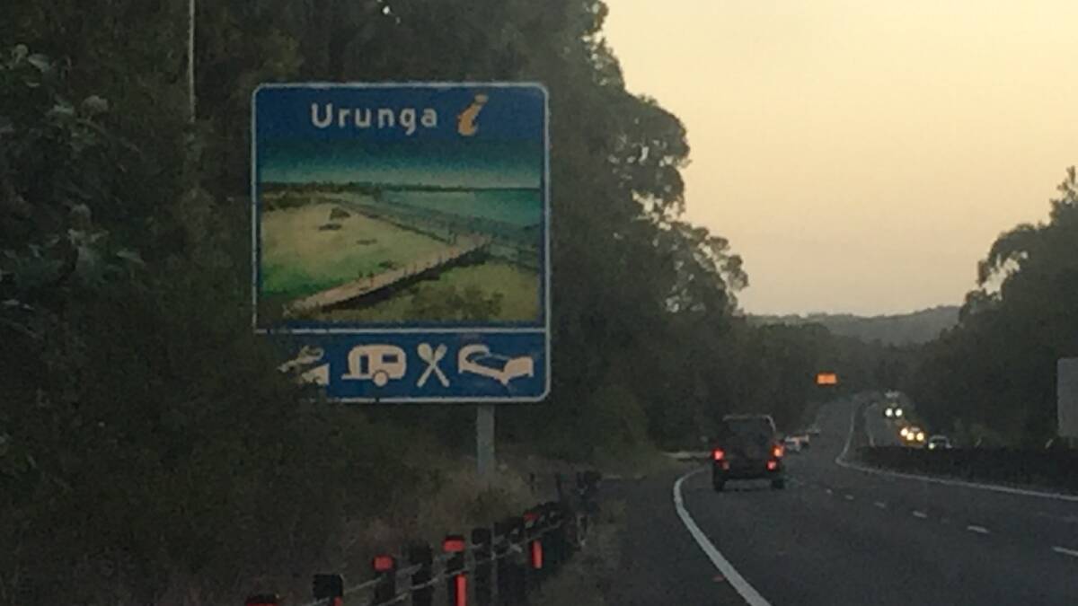 The new northern Urunga highway sign. Photo by Christian Knight