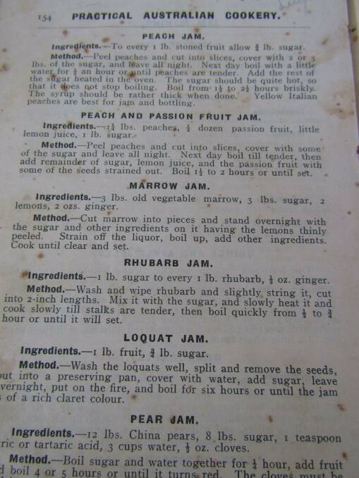 Jane Brown's jam recipes from The Practical Australian Cookery Book of 1909