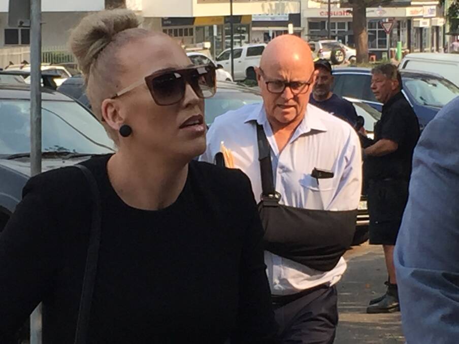 Court appearance: Amy Meshell Connors entering Port Macquarie Courthouse for sentencing in the district court.