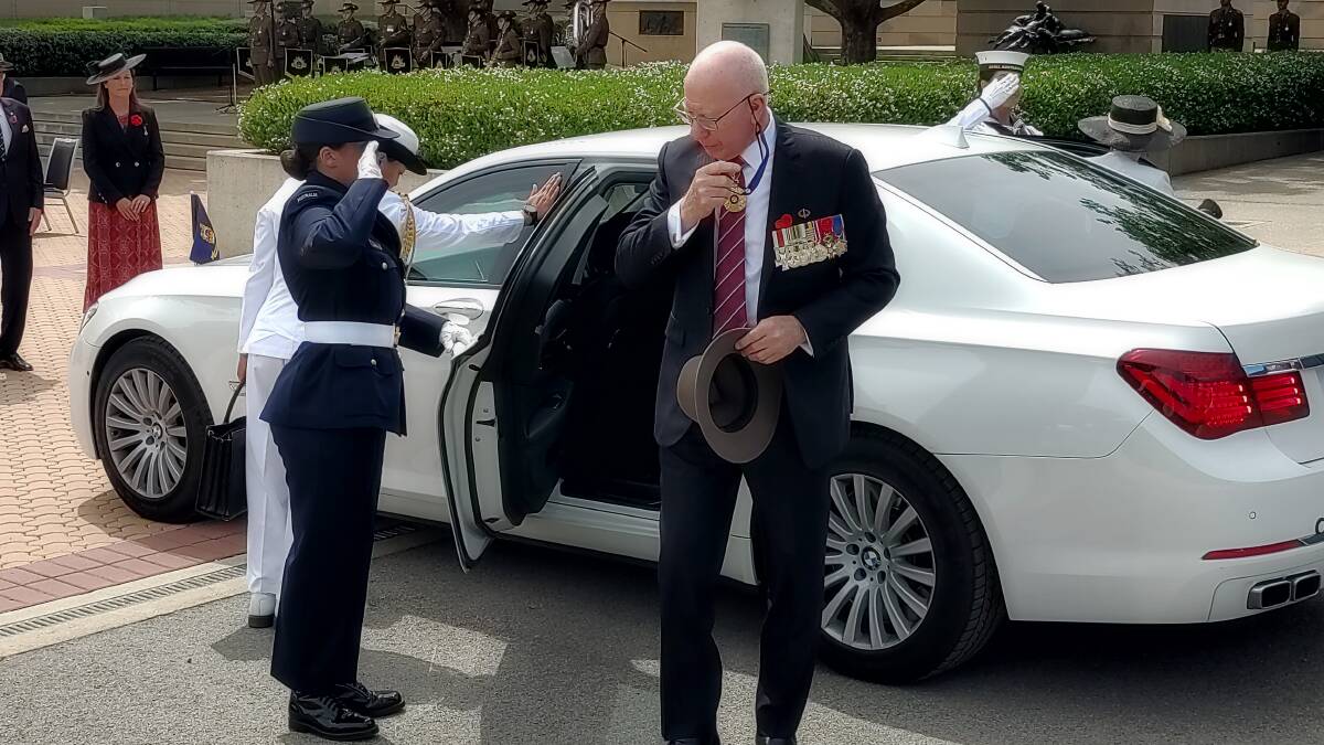 Governor-General, General David Hurley arrives at the ceremony. Picture: Steve Evans