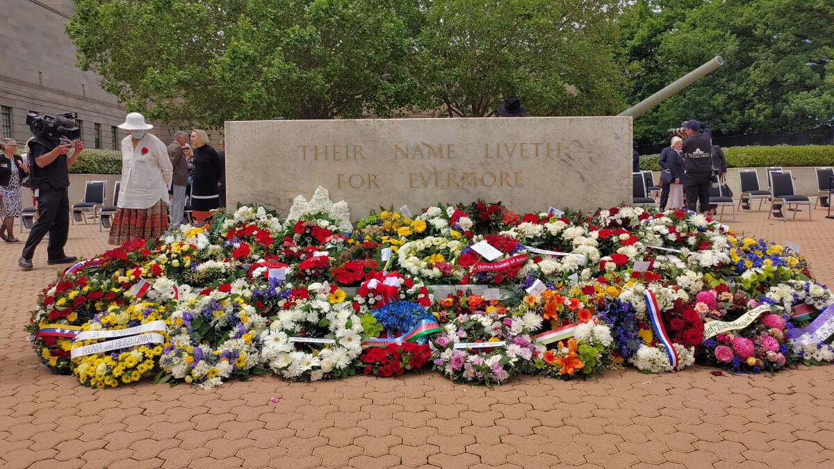 Wreaths at the memorial. Picture: Steve Evans