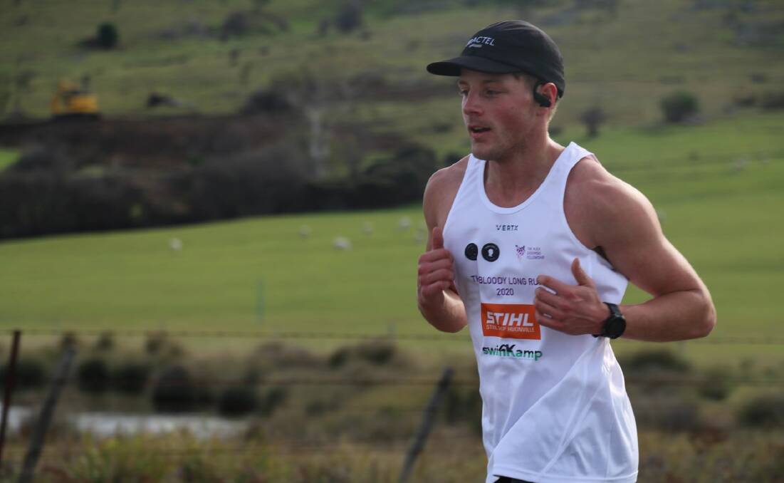 SPECIAL: Theo Jaynes running a leg during the Bloody Long Run which was raising money for the Alex Gadomski Fellowship. Picture: Supplied