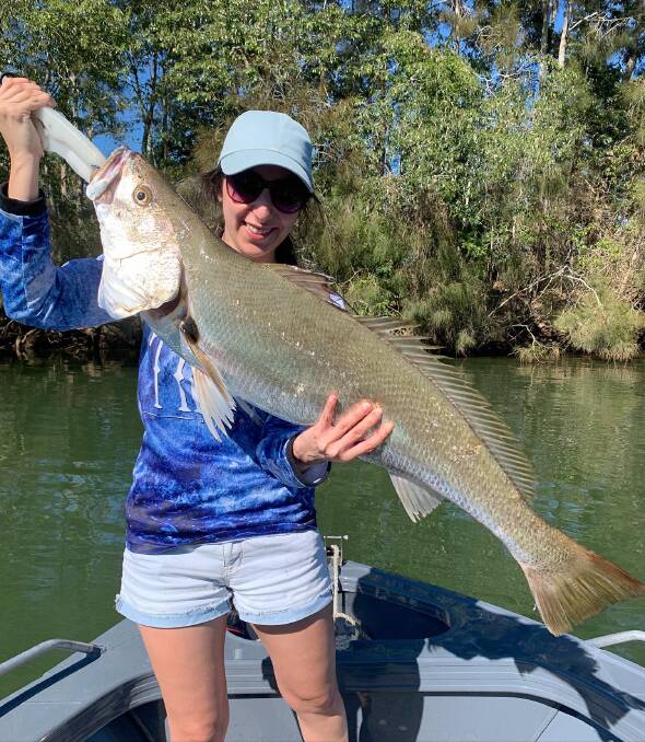 Great catch: Natasha Boghossian recently caught this sensational 94cm mulloway in the Hastings river on a lure.