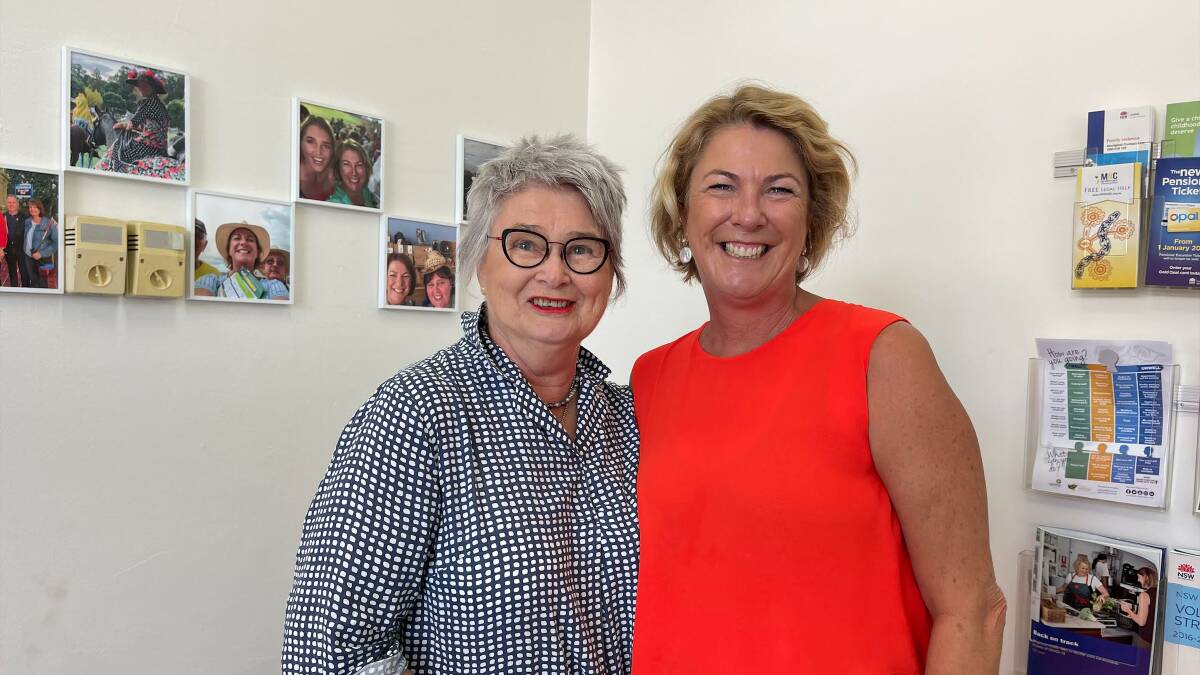 FLOODED IN: Judy Saul with Oxley MP Melinda Pavey catch up locally in lieu of a Sydney road trip. Picture: supplied.