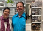 CALM FROM CHAOS: Decluttering experts Briar and Dave Strutton (left) and their neat and tidy shoe library (right). Photos: Supplied