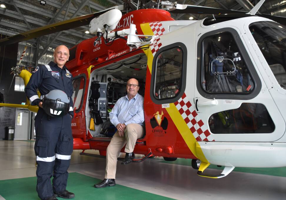 LAUNCH: Westpac Rescue Helicopter Service doctor Rob Bartolacci and CEO Richard Jones at the service's Belmont base