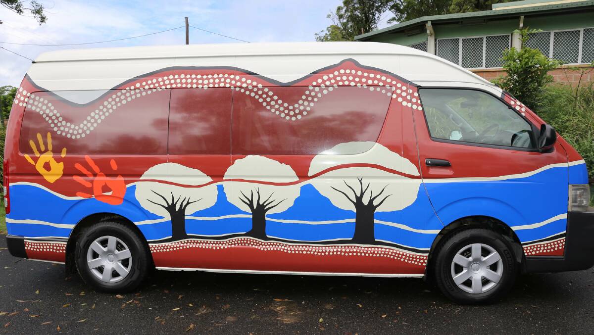 The bus wrap was designed by Indigenous artist Allison Kingston and used design elements from students from Bowraville Central School.