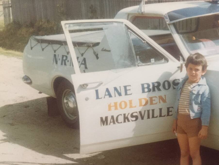 Nigel Lane with the NRMA road assistance ute, 1975.