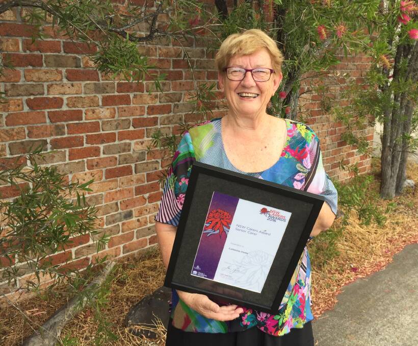 Deserving recipient: Kempsey's Kay Clarke has been recognised for her work as a carer with a state award. 'I’m pretty proud and very excited,' Kay said of her award. Photo: Lachlan Leeming. 