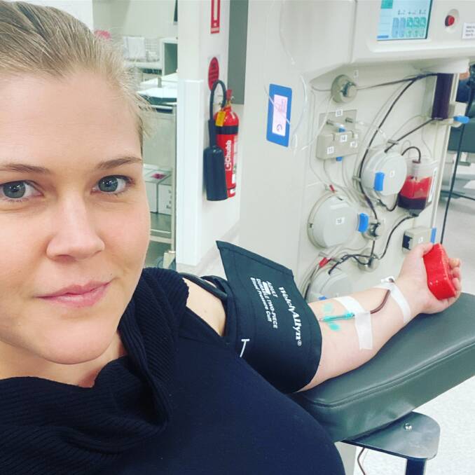 PRECIOUS PLASMA: Tamworth woman Anna was the first in the area, and one of the first in the state, to donate plasma at Tamworth Lifeblood to help fight the COVID-19 pandemic after recovering from the infection. Photo: Supplied