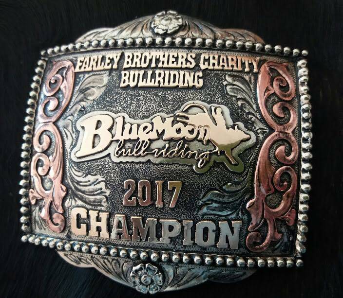 ULTIMATE PRIZE: One of the 40 cowboys competing will take home the coveted  Blue Moon Bull Riding belt buckle. Photo: Supplied 