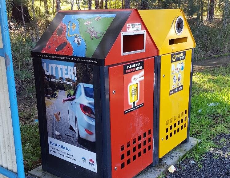 Don't be a tosser: Council used an EPA grant to install public bins like this one to encourage the community to do the right thing, especially along roadsides.