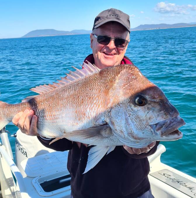 Big red: Peter Tame has been enjoying the great snapper action of late, recently scoring this sensational 85 centimetre model. Photo: supplied.