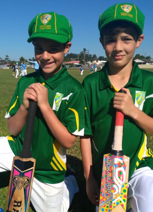 Taylor Gilbert and Lincoln Kellett wearing the North Coast baggy green in their first DLCA game