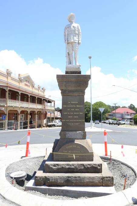 Hes back! Restored, renewed and re-positioned, the soldier on guard over Dorrigo town. Photo Vivian Hoskins