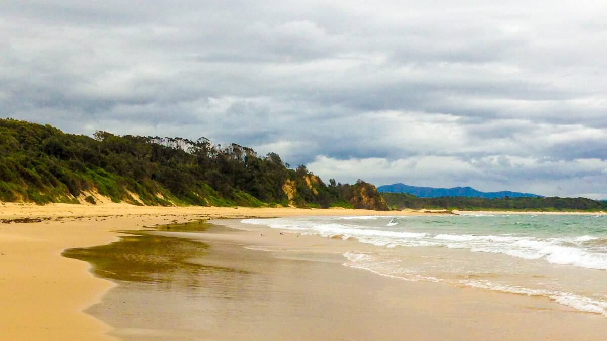 View from the beach in front of Aunty Marg Boney’s camp near Wenonah Head looking north towards Second Headland