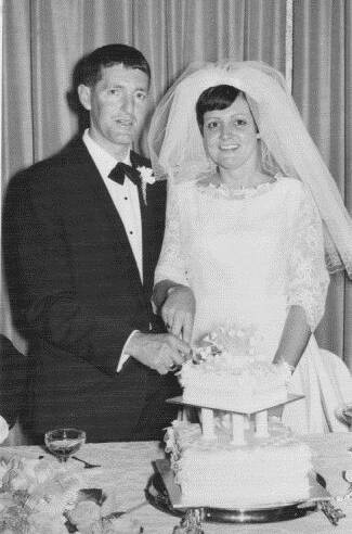 Margaret and Alan Lane on their wedding day on October 18, 1968.