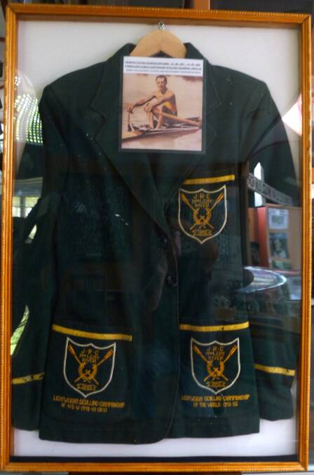 Charlie Edwards Jerseyville Rowing Club Blazer with badges for NSW and World Sculling Championships.