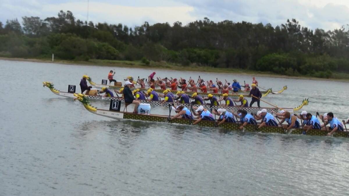 In action. Photo from Kempsey Macleay Dragon Boating Club Facebook page.