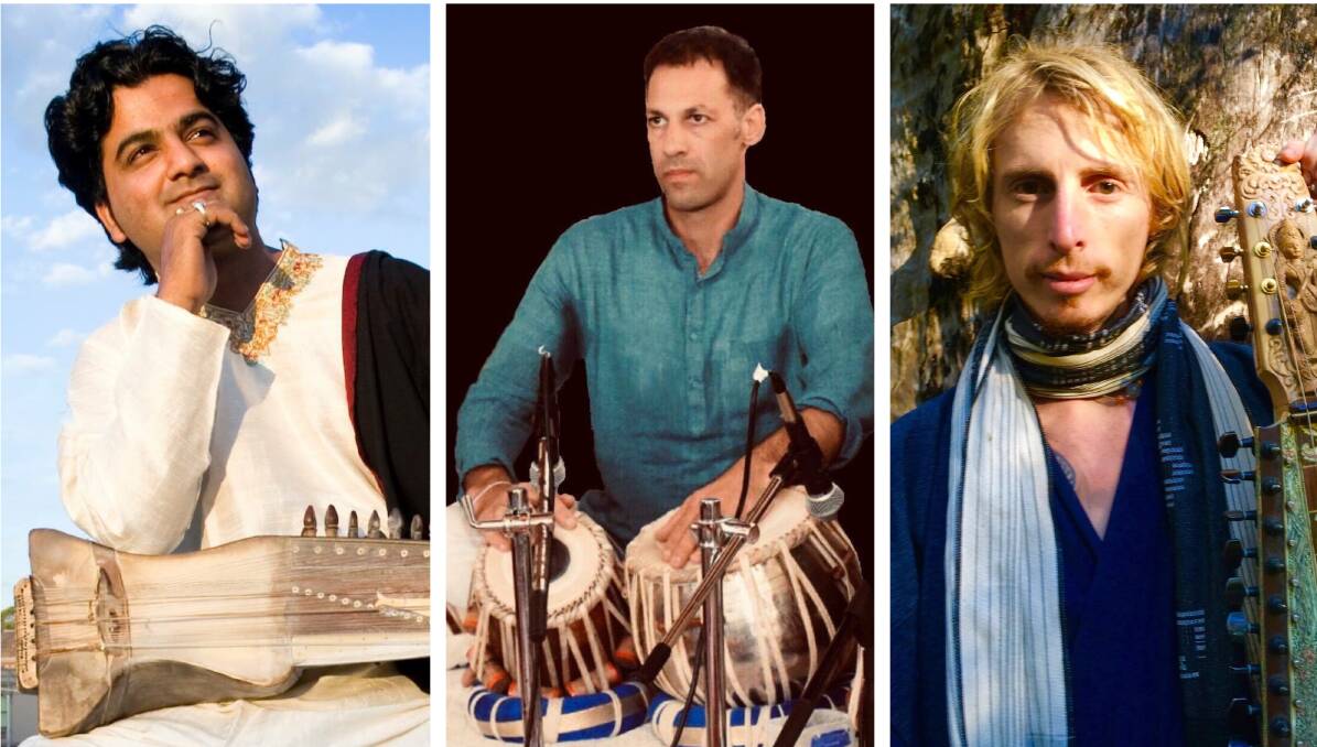 HEALING SOUNDS: Musicians (from left) Sangeet Mishra, Massimo Bidin and Shivam Rath will perform together as part of the Soul Sangeet Tour at Oddfellows Hall on April 11.
