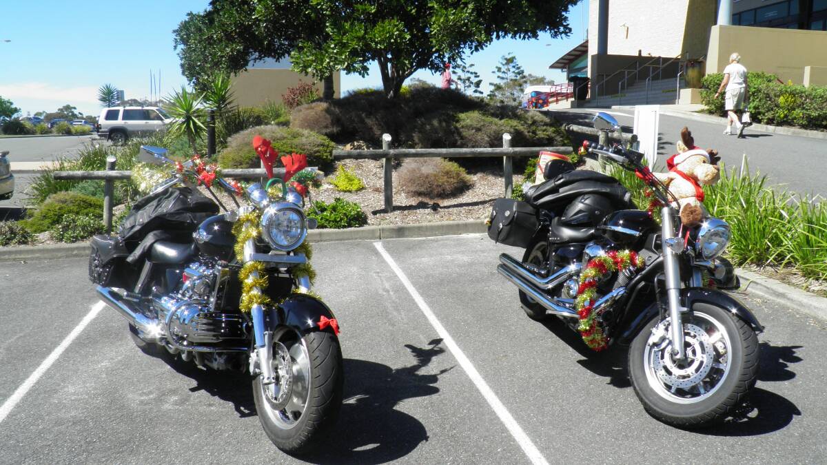 Club Members motorbikes all decorated for the run.