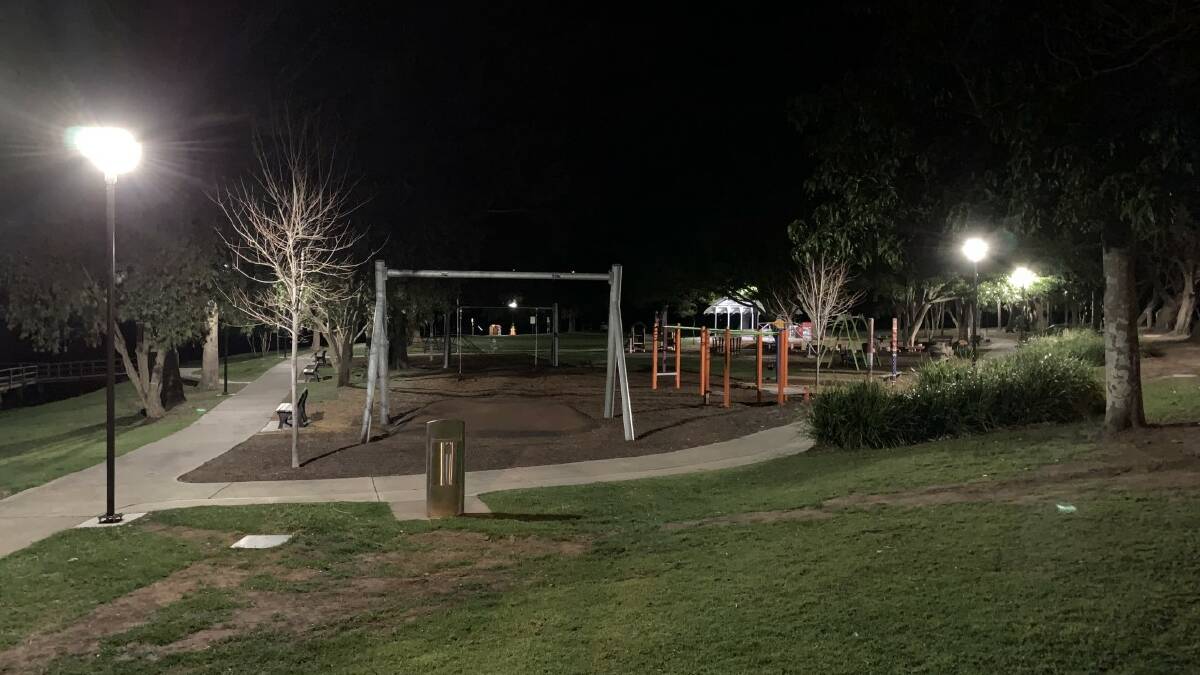 LIGHTS ON: Council recently installed 13 energy efficient LED light poles along the walkway at Riverside Park