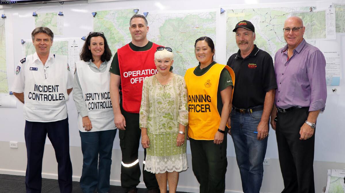 THANK YOU: Mayor Liz Campbell at Kempsey with some of the Canadian crew who helped RFS in the bushfires. Pictured (from left) RFS Lower North Coast Zone Superintendent Lachlann Ison, RFS Deputy Incident Controller Janelle Brooks, Spencer Verdiel from Parks Canada, mayor Liz Campbell, Jane Park from Parks Canada, Kevin Buettner from Saskatchewan Public Safety Agency and Council's General Manager Craig Milburn. Photo supplied.