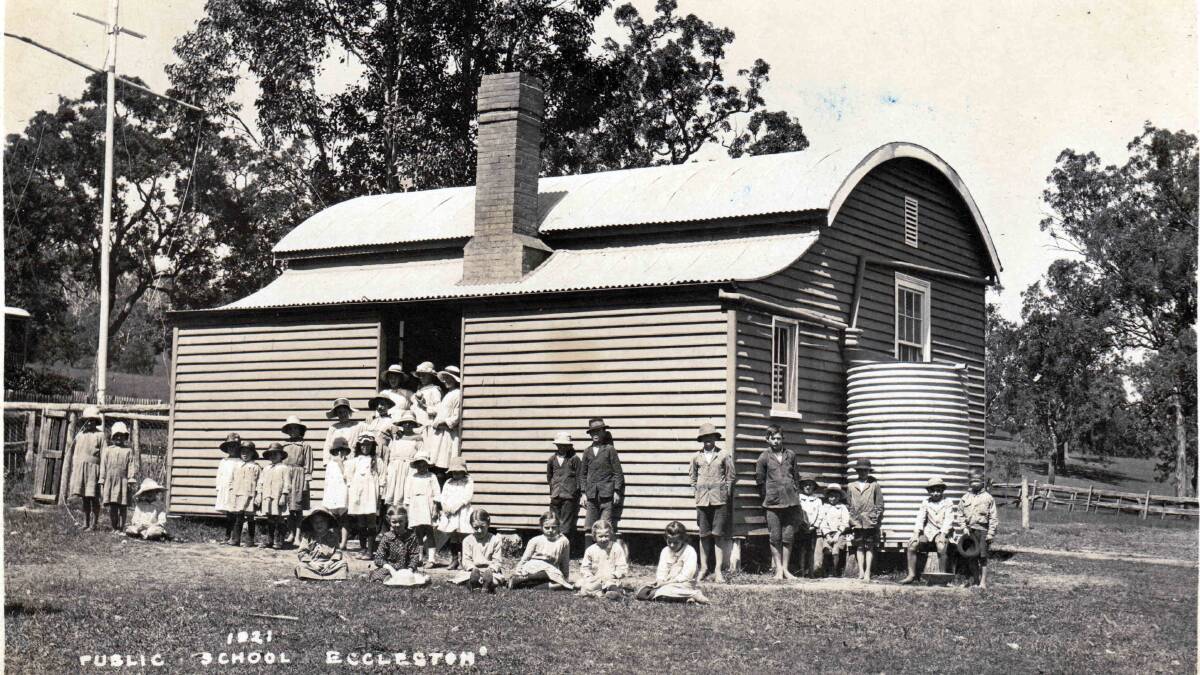 HERITAGE: Eccleston Public School in 1921, photograph by Edgar Marceau, grandson of the only French-Canadian convict who chose to remain in Australia in the 1840s after receiving a pardon. Photo: Paterson Historical Society.