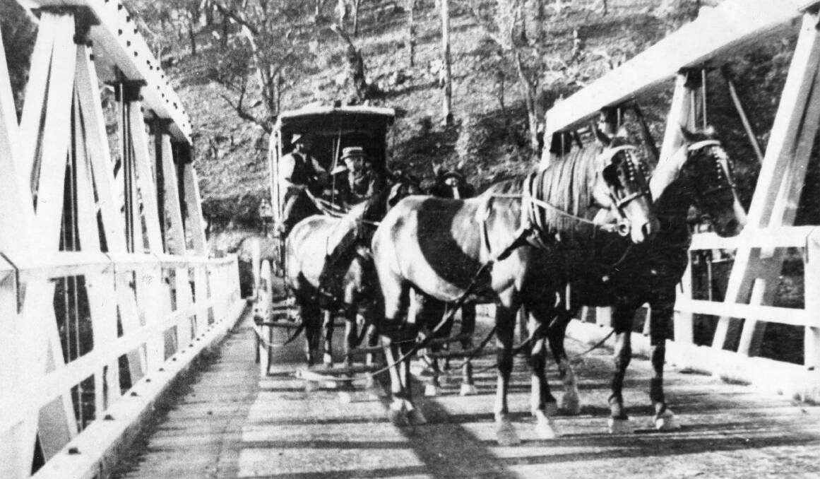 The Kempsey-Armidale mail coach on the Styx River Bridge. Photo: Macleay River Historical Society