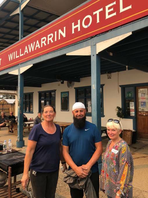 Willawarrin Hotel Publican Karen Anderson, Jawad Nabouche and Kempsey Shire Council Mayor Liz Campbell.