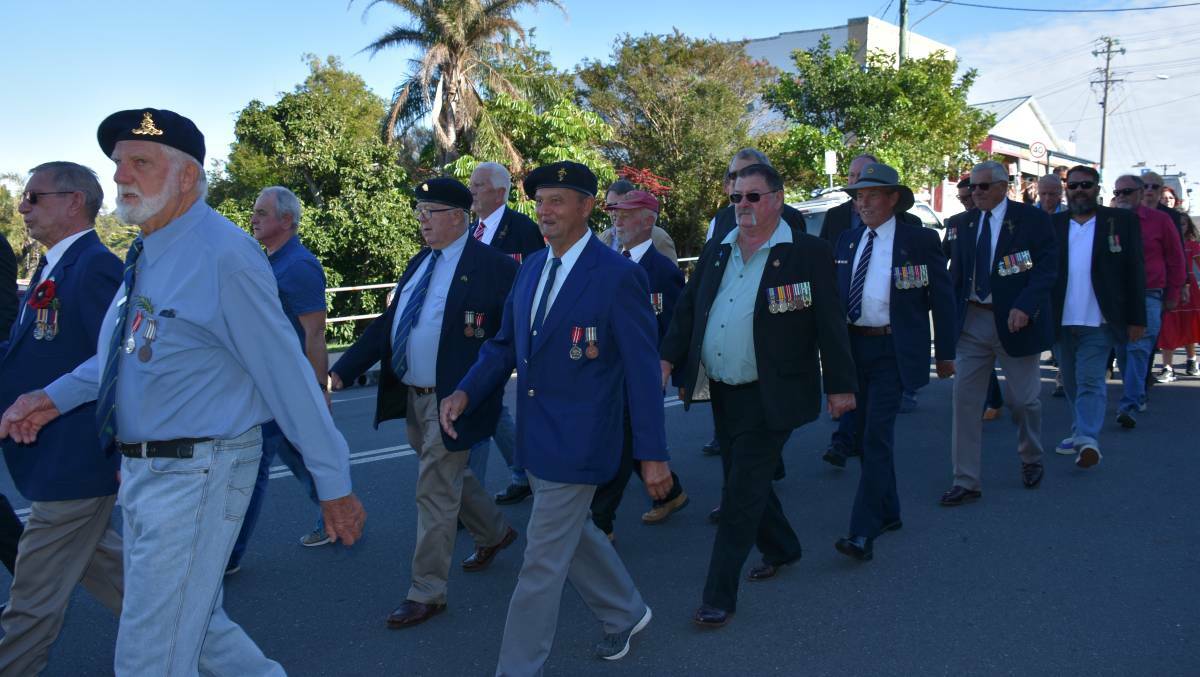 Veterans marching at ANZAC Day in Nambucca Heads earlier this year. October 26 to November 3 marks Veterans' Health Week 2019. Photo: Christian Knight.