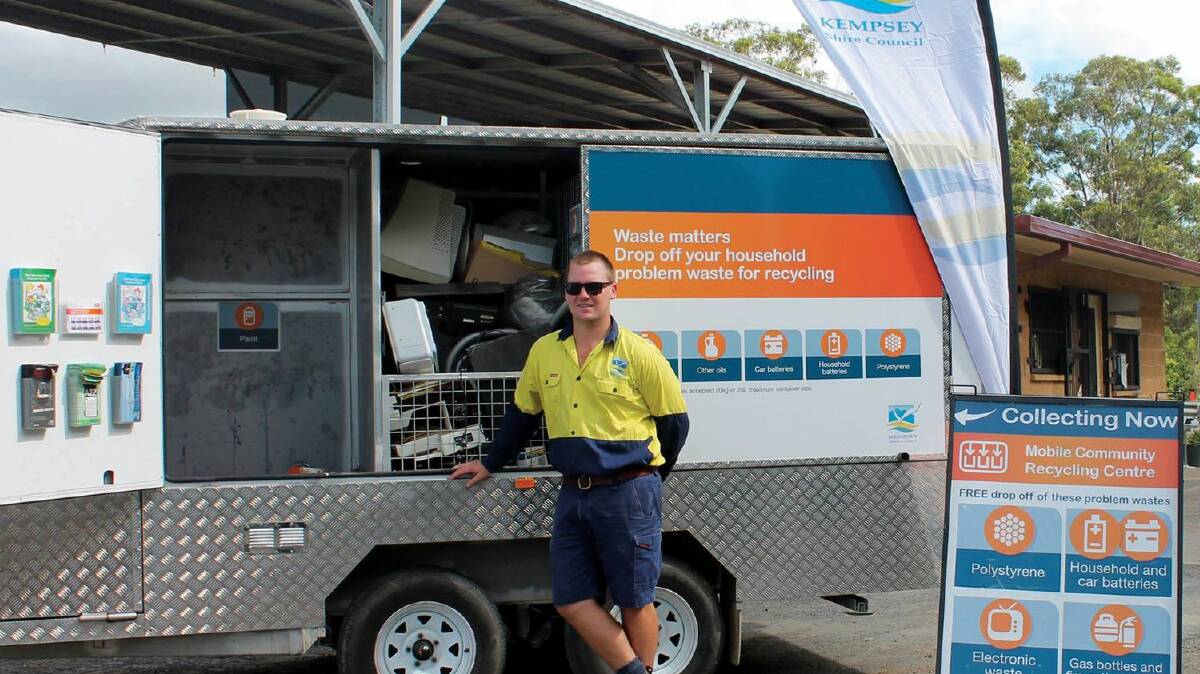 The mobile Community Recycling Centre trailer collects problem household waste across the Kempsey Shire.