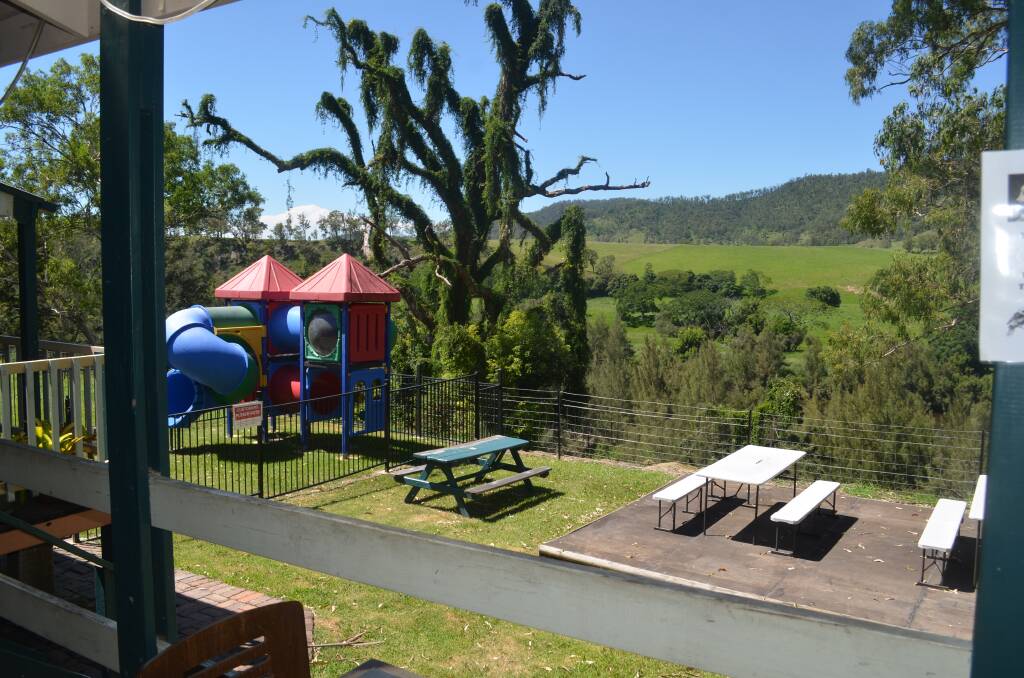 The outside area of the Hotel looks onto the Macleay River and includes a playground. Photo: Lachlan Harper 