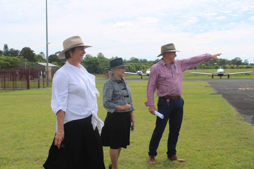 MP Melinda Pavey, Mayor Liz Campbell and Kempsey Shire Council General Manager Craig Milburn look towards where the adventure park will be built. Photo: Lachlan Harper 