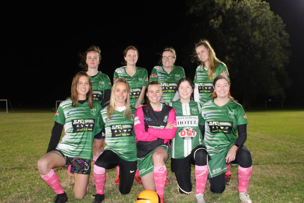 Kempsey Saints women's side sporting their pink socks. Photo: Lachlan Harper