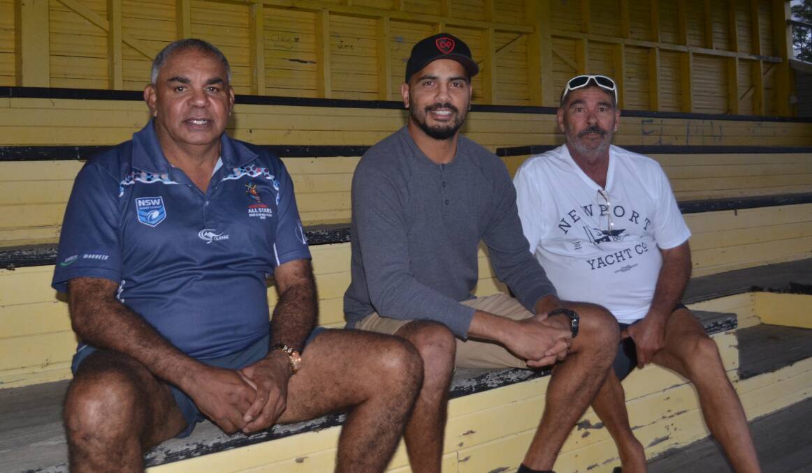 Barry Vale, Mike Davis and David Scholes at Smithtown Oval. Photo: Lachlan Harper
