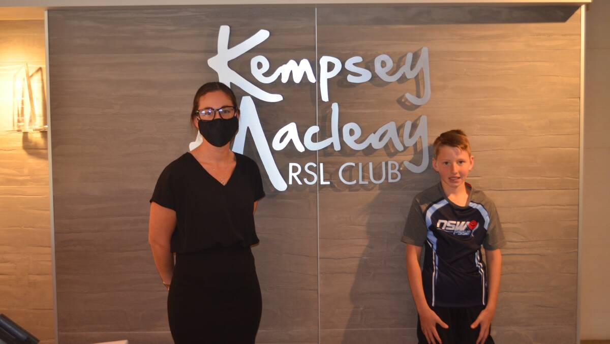Chayse Trappel with Angie from Kempsey Macleay RSL Club. Photo: Lachlan Harper 
