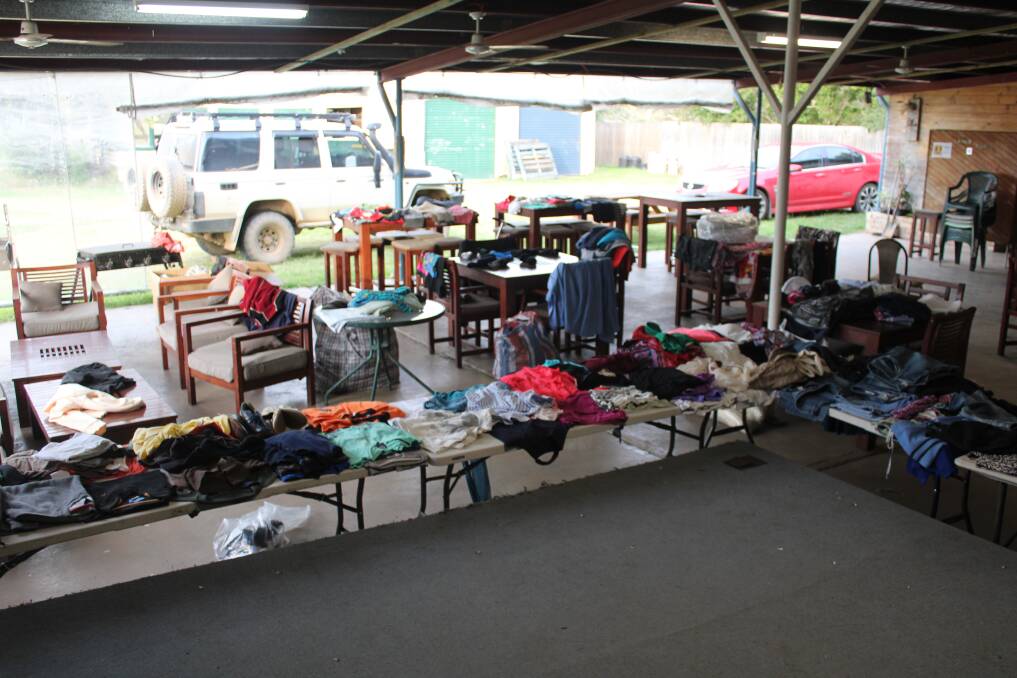 Donated clothes have been stored at the Willawarrin Hotel and given out to those in need. Photo: Lachlan Harper