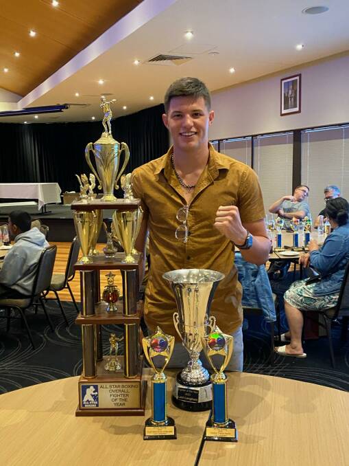 Levi Langham with his collection of trophies. Photo: Supplied 