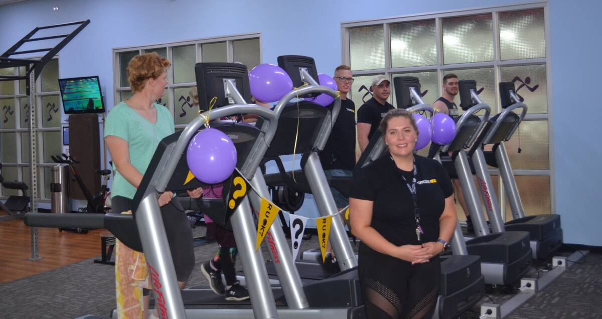 Anytime Fitness Kempsey club manager Jess Hawken with club members. Photo: Lachlan Harper 