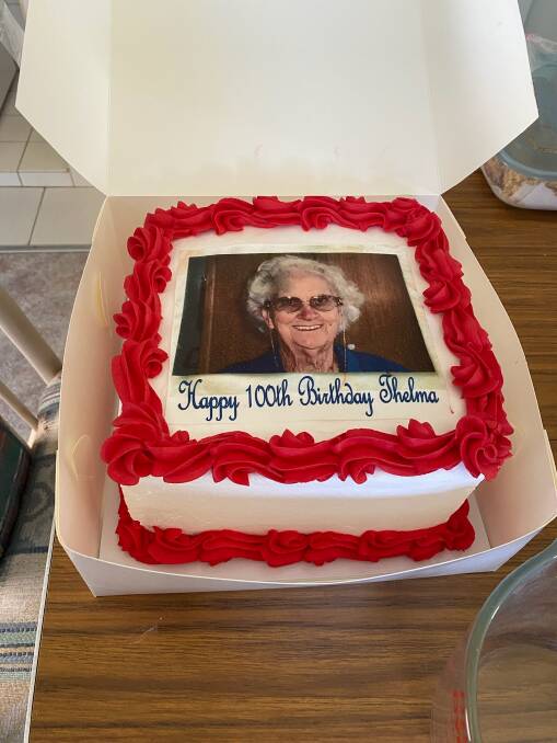 Thelma's 100th birthday cake. Photo: Supplied 