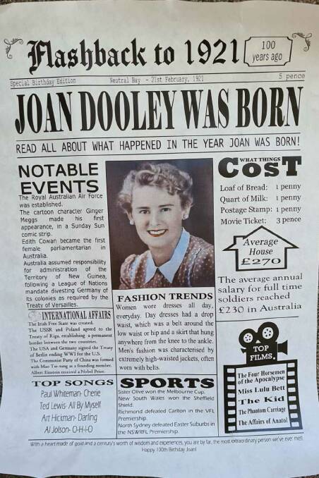 Flashback to 1921, the year Joan Dooley was born. Photo: Penny Tamblyn 