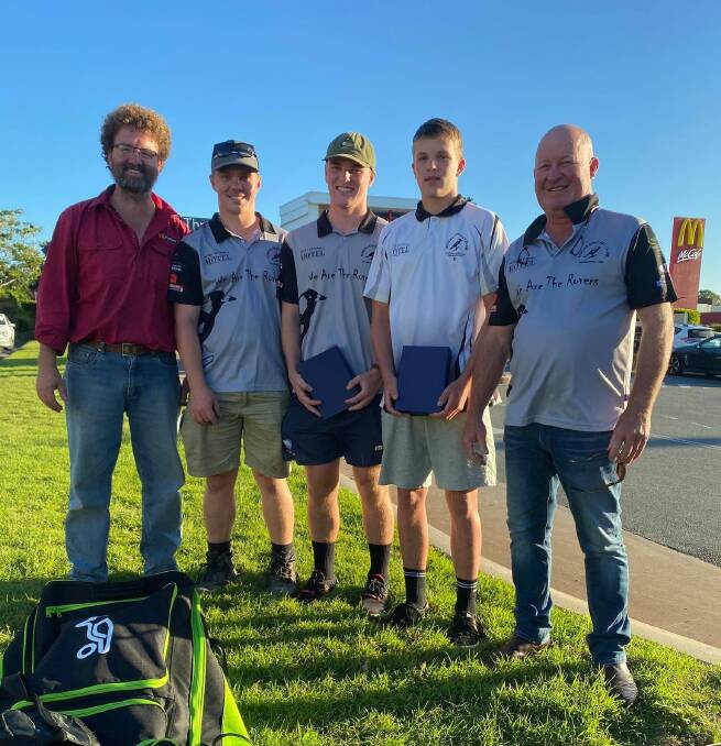 Rovers president Carlos Peters, Jackson and Mitchell Korn, Cooper Petterson and Rovers Treasurer Andrew Bennett. Photo: Supplied 