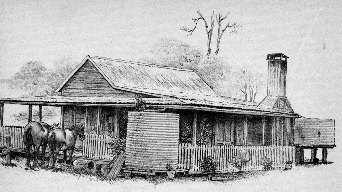 Jolliffes drawing of Frank Supples house at Five Day Creek (Jolliffes Outback Australia 1979).