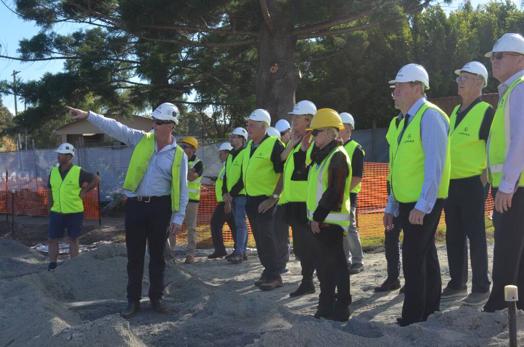 Representatives from NSW Government, Kempsey Shire Council, South West Rocks Country Club and Lipman Construction on site. Photo: Lachlan Harper 