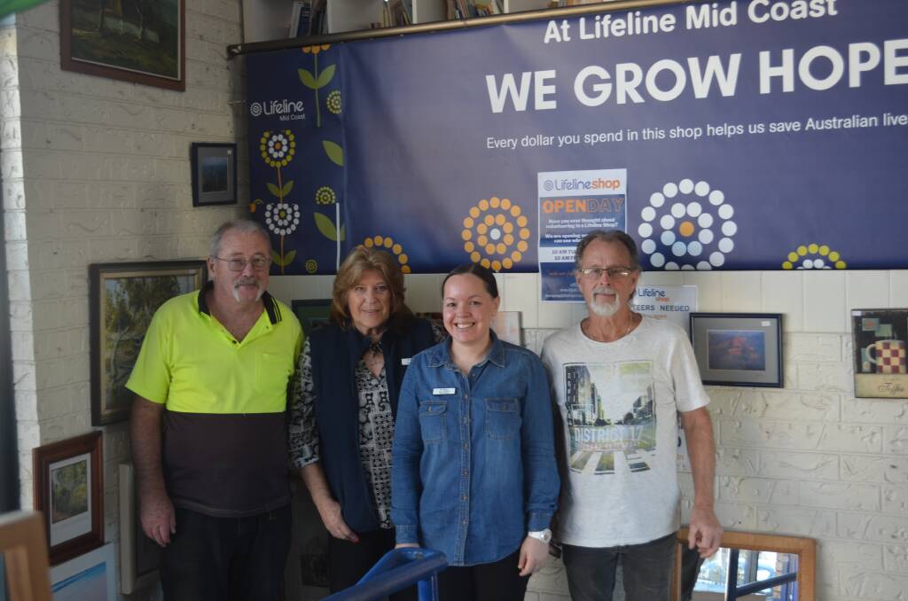 Steve O'Gorman, Madeline Roberts, Sam Russell and Anthony Hawse from Lifeline Kempsey. Photo: Lachlan Harper 