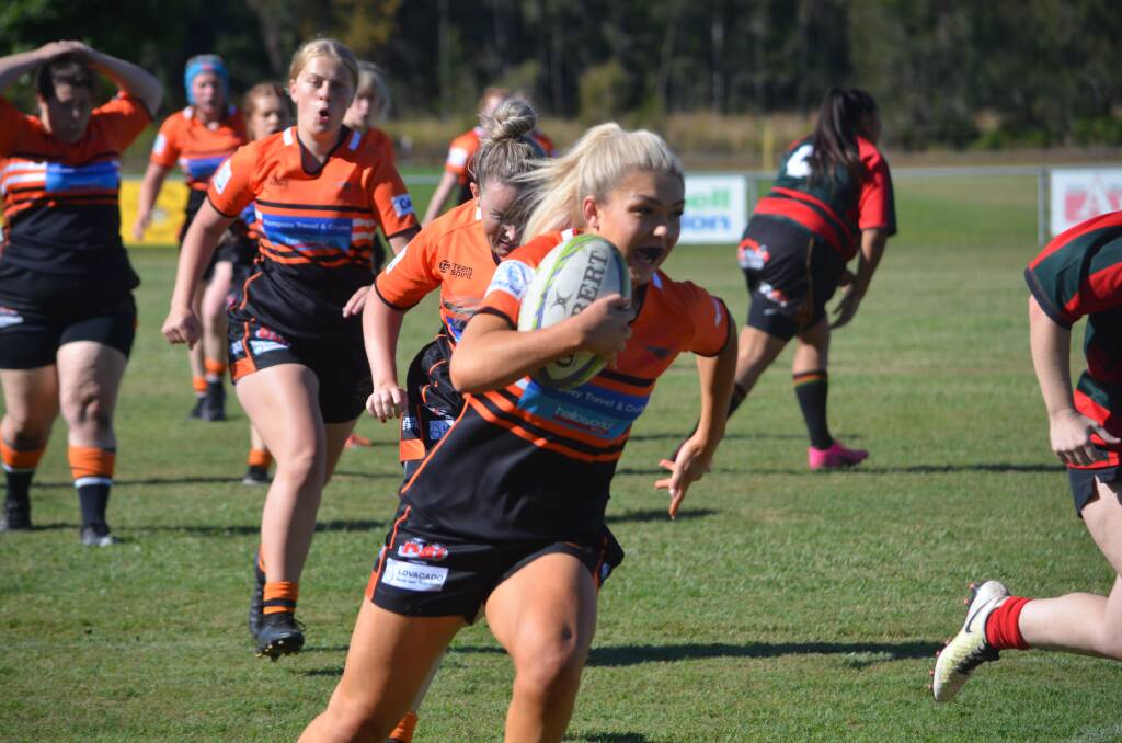 Ebony Sims has been a try-scoring machine for the Cannonballs this year. Photo: Lachlan Harper 